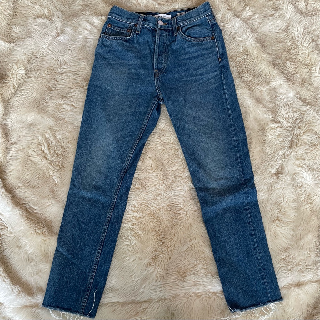 Re/Done Originals High Rise Ankle Crop Jeans Medium Vintage Wash